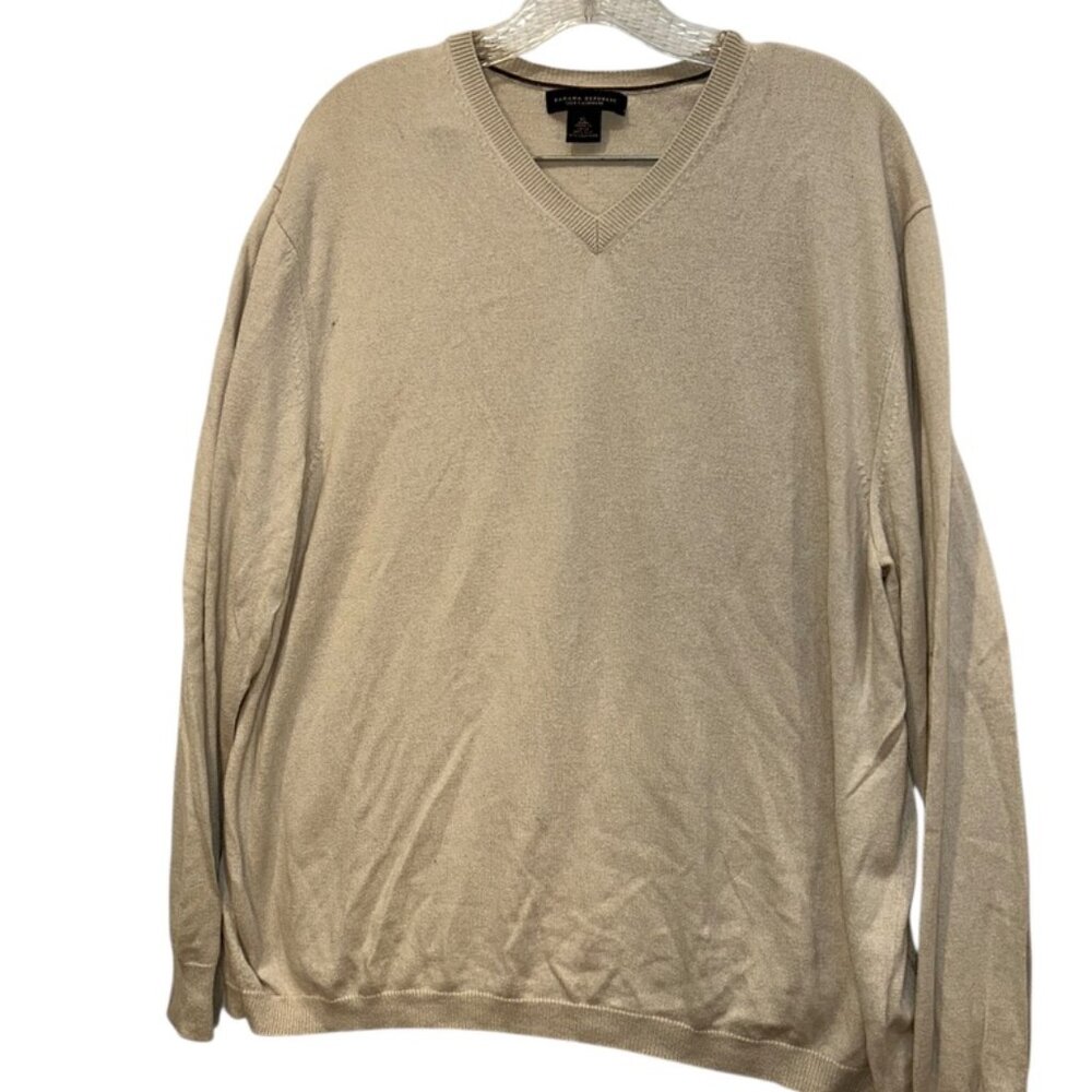Banana Republic Silk Cashmere classic khaki v-neck sweater XL
